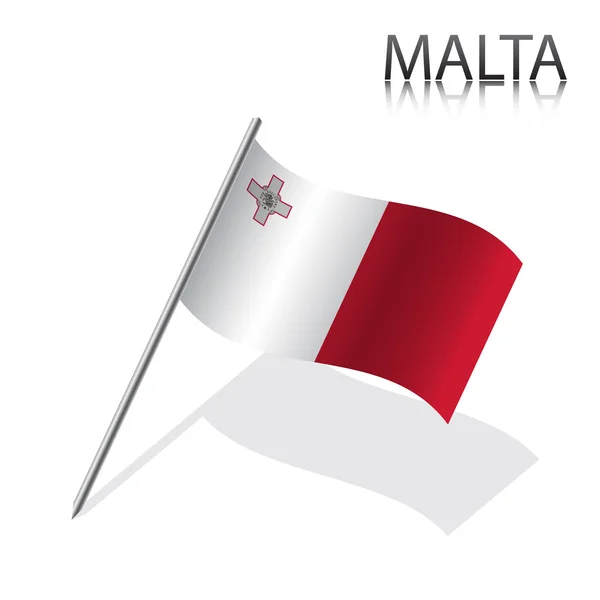 Drapelul maltez realist — Vector de stoc
