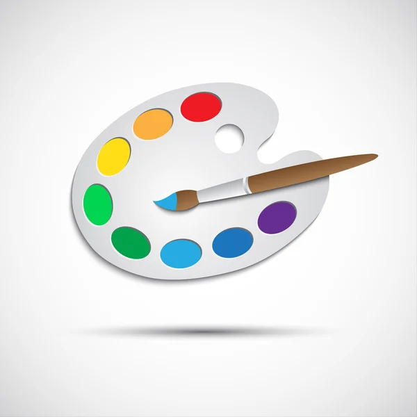Moderne kunstpalett med pensel og åtte farger, vektorillustrasjon – stockvektor