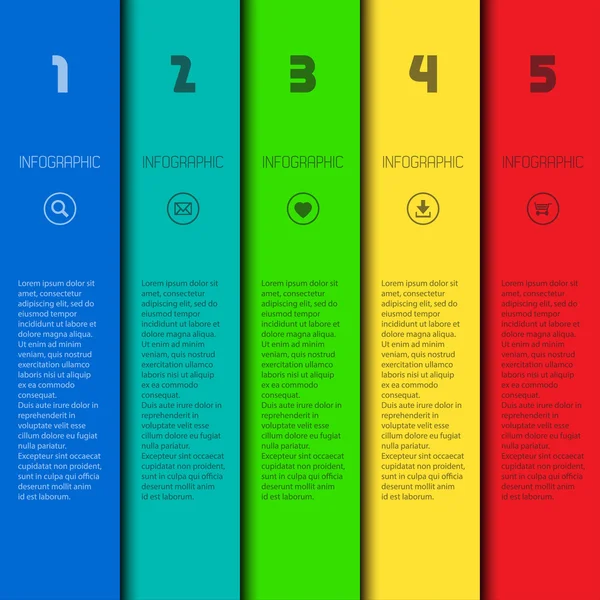 Modello infografico colorato con spazio per i tuoi contenuti, web design, banner, applicazioni, elementi — Vettoriale Stock