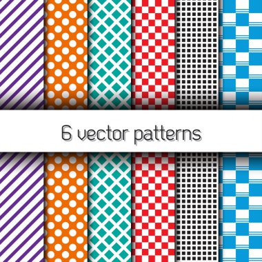 6 vektör sonsuz desenleri daire, çizgileri ve kareler
