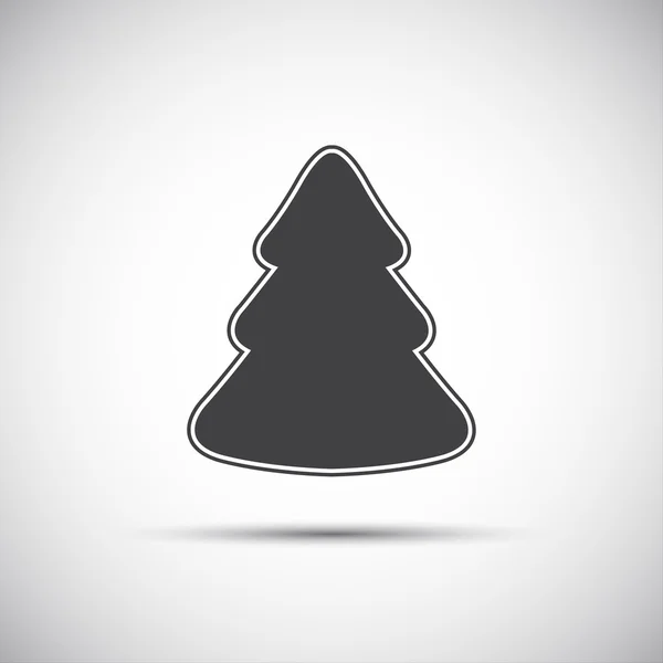 Eenvoudige vector pictogram van kerstboom op witte achtergrond — Stockvector