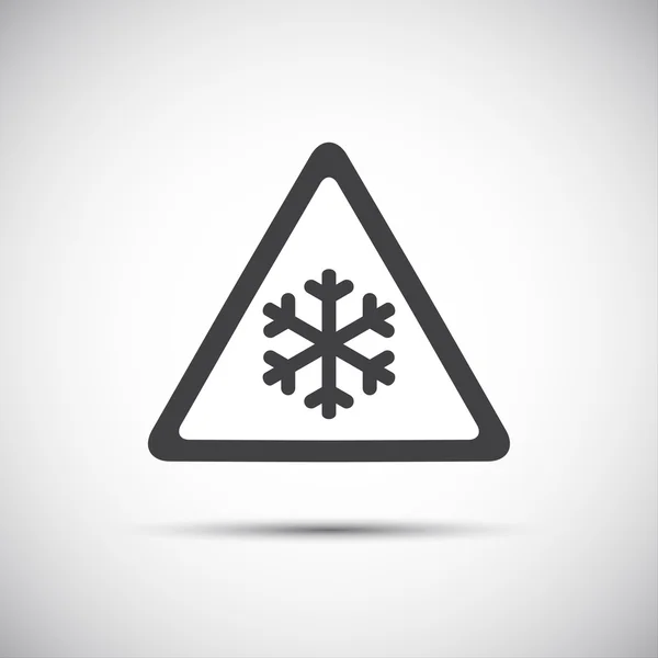 Símbolo de advertencia triangular, ilustración simple vector de copos de nieve — Vector de stock