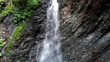 Dağ şelalesi. Dağlarda nehirler ormanlarda kayalar ve ağaçlar arasında.