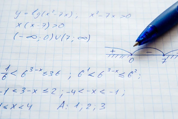 Squared sheet of paper filled with formulas — Stock Photo, Image