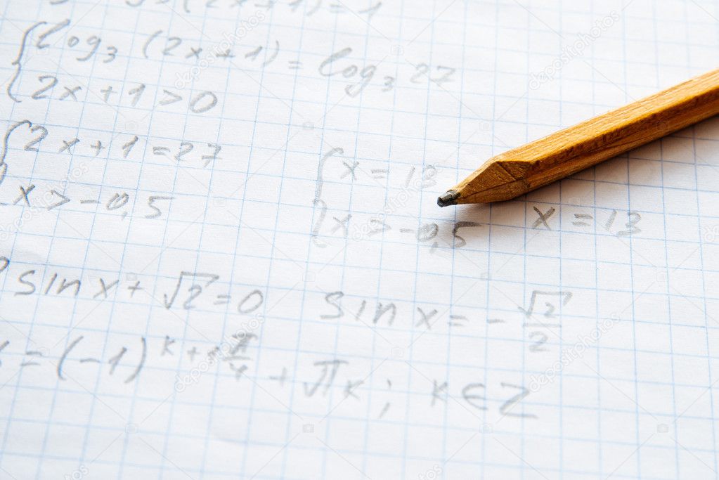 Squared sheet of paper filled with formulas