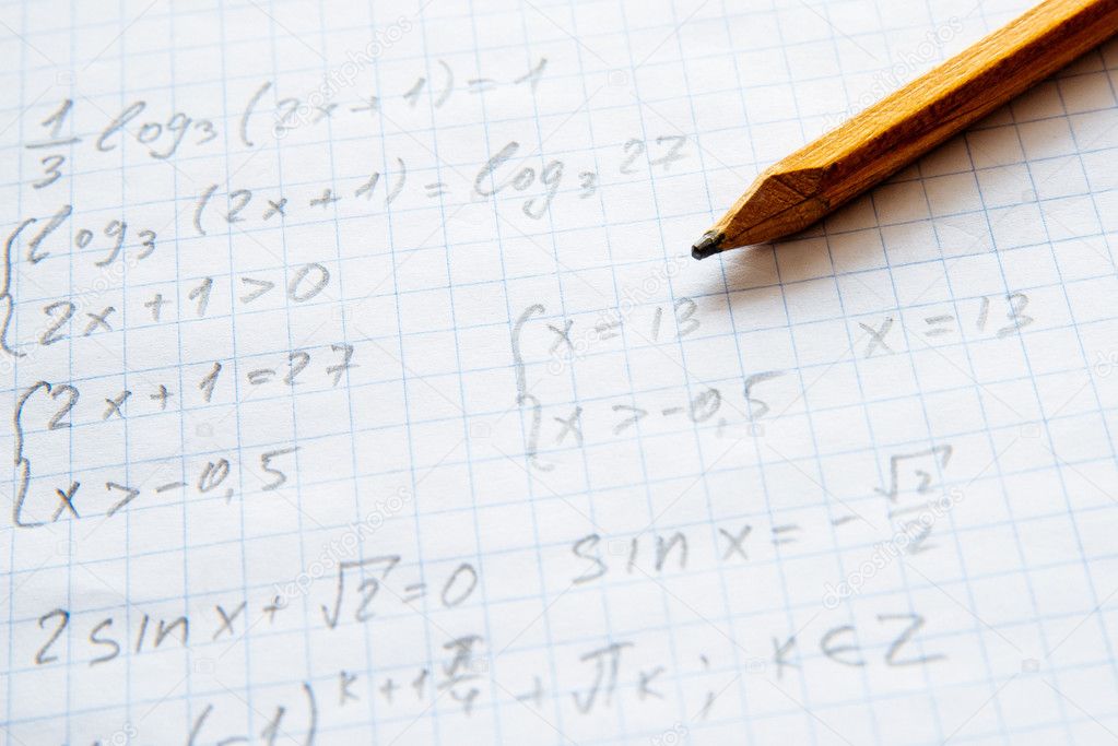 Squared sheet of paper filled with formulas