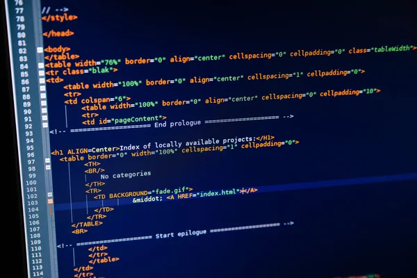 モニターに表示される web ページのコード — ストック写真