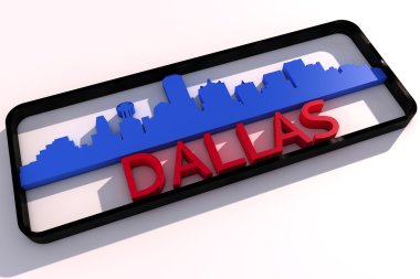 Dallas ABD logolu bayrak beyaz 3d tasarım üzerinde kentin temel renkleri