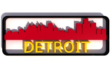 Detroit usa logolu bayrak beyaz 3d tasarım üzerinde kentin temel renkleri
