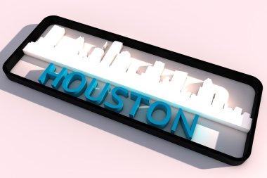 bayrak beyaz 3d tasarım üzerinde kentin temel renkleri ile ABD Houston