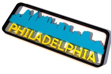 Philadelphia ABD logolu bayrak beyaz 3d tasarım üzerinde kentin temel renkleri
