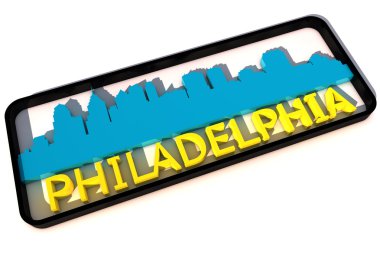 Philadelphia ABD logolu bayrak beyaz 3d tasarım üzerinde kentin temel renkleri