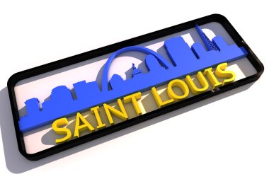 Saint louis ABD logolu bayrak beyaz 3d tasarım üzerinde kentin temel renkleri