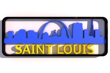 Saint louis ABD logolu bayrak beyaz 3d tasarım üzerinde kentin temel renkleri