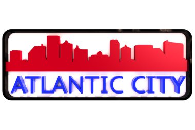 Atlantic city logolu bayrak beyaz 3d tasarım üzerinde kentin temel renkleri