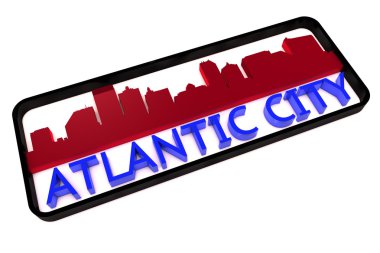 Atlantic city logolu bayrak beyaz 3d tasarım üzerinde kentin temel renkleri