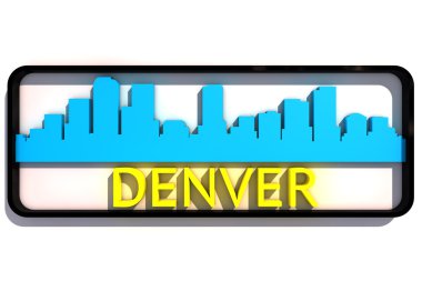 Denver logolu bayrak beyaz 3d tasarım üzerinde kentin temel renkleri