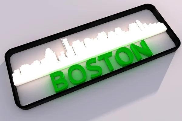 Βοστώνη ΗΠΑ λογότυπο με τα χρώματα βάσεών της σημαίας της πόλης σε 3d σχεδιασμό — Φωτογραφία Αρχείου