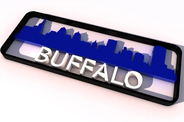 Buffalo USA logo with the base colors of the flag of the city on white 3D design — Stock Photo, Image