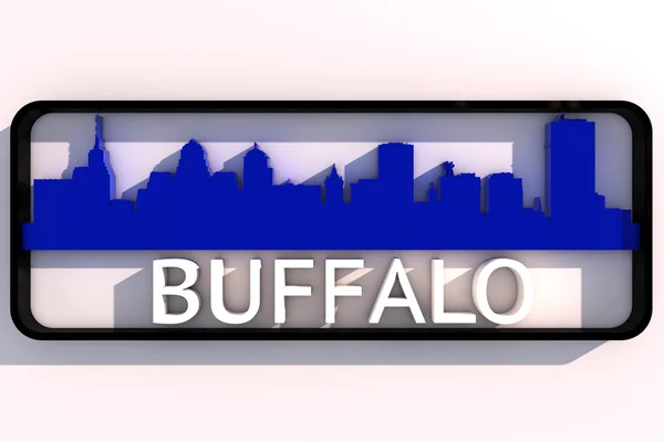 Buffalo usa logotyp med basfärgerna av sjunka av staden på vita 3d design — Stockfoto