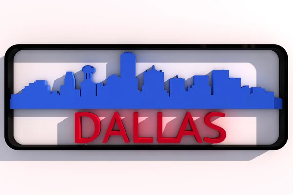 Логотип Dallas USA с базовыми цветами флага города на белом 3D дизайне — стоковое фото