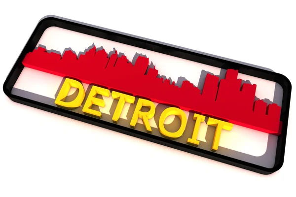 Detroit USA logo with the base colors of the flag of the city on white 3D design — Stock Photo, Image