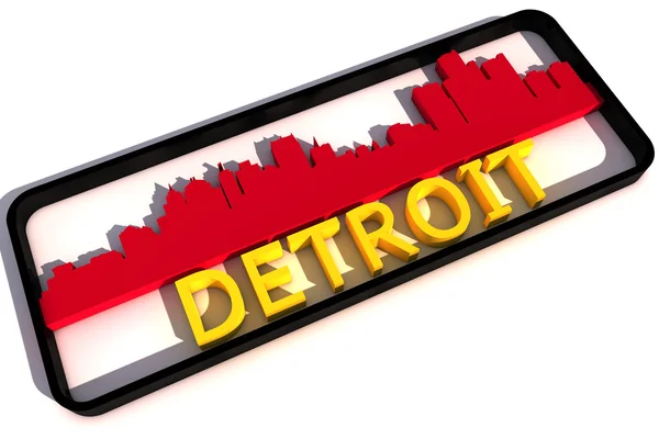 Detroit USA logo with the base colors of the flag of the city on white 3D design — Stock Photo, Image