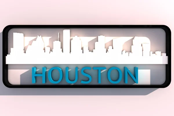 Houston usa met de basiskleuren van de vlag van de stad op witte 3D-ontwerp — Stockfoto