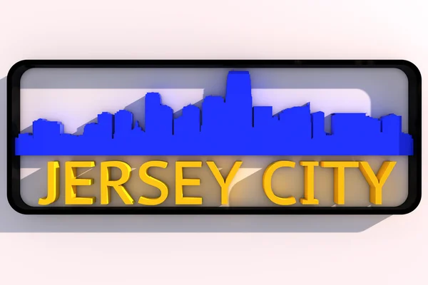 Jersey city VS logo met de basiskleuren van de vlag van de stad op witte 3D-ontwerp — Stockfoto