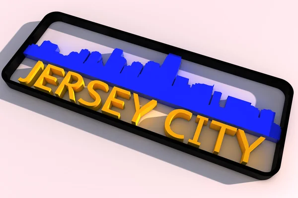 Jersey City USA logo with the base colors of the flag of the city on white 3D design — Stock Photo, Image