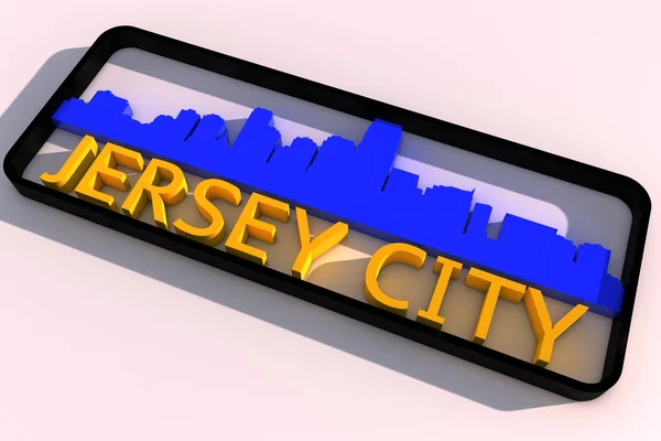 Logo Jersey City USA con los colores de base de la bandera de la ciudad en diseño 3D blanco — Foto de Stock