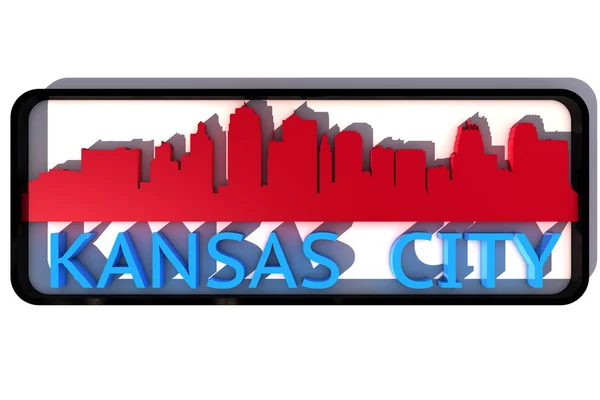 Logotipo Kansa City USA com as cores base da bandeira da cidade em design 3D branco — Fotografia de Stock