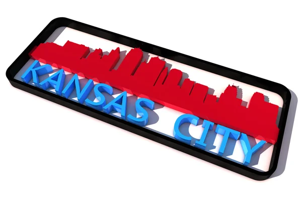 Kansa City USA logo with the base colors of the flag of the city on white 3D design — Stock Photo, Image