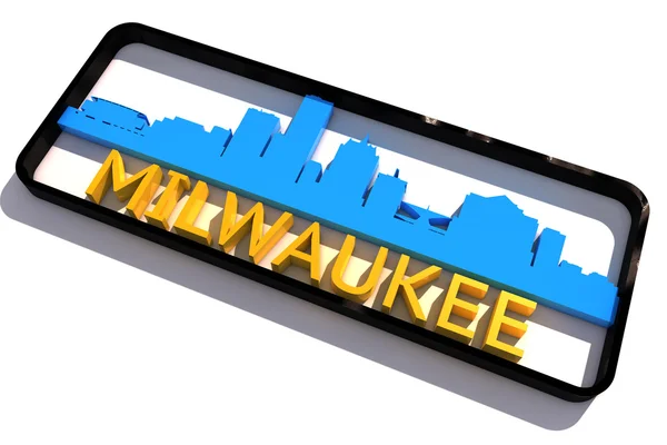 Milwaukee USA logo with the base colors of the flag of the city on white 3D design — Stock Photo, Image