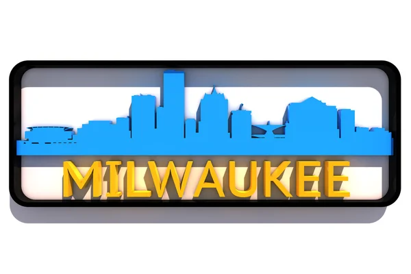 Milwaukee USA logo with the base colors of the flag of the city on white 3D design — Stock Photo, Image
