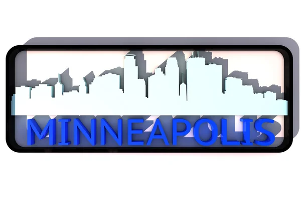 Minneapolis USA logo with the base colors of the flag of the city on white 3D design — Stock Photo, Image