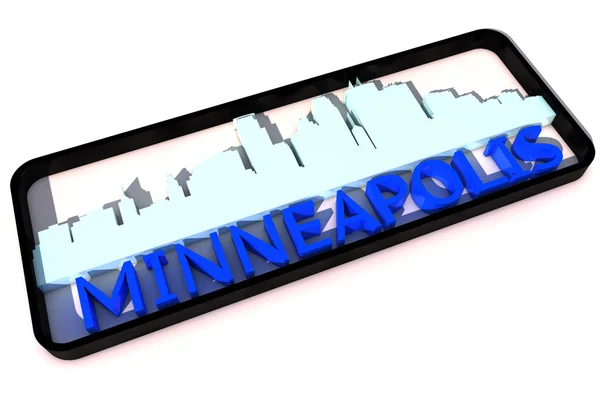 Minneapolis US-Logo mit den Grundfarben der Flagge der Stadt auf weißem 3D-Design — Stockfoto