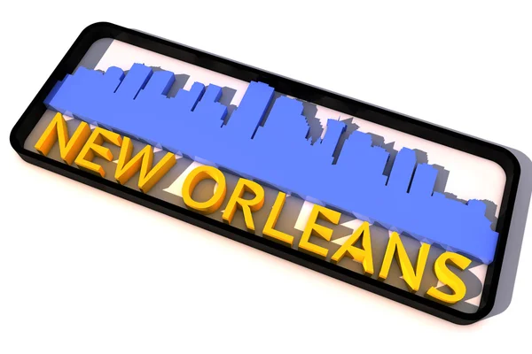 Новый Орлеан США логотип с базовыми цветами флага города на белом 3D дизайне — стоковое фото