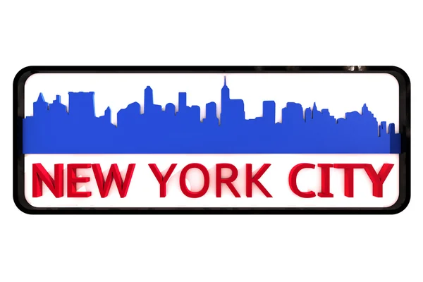 New york city usa logotyp med basfärgerna av sjunka av staden på vita 3d design — Stockfoto