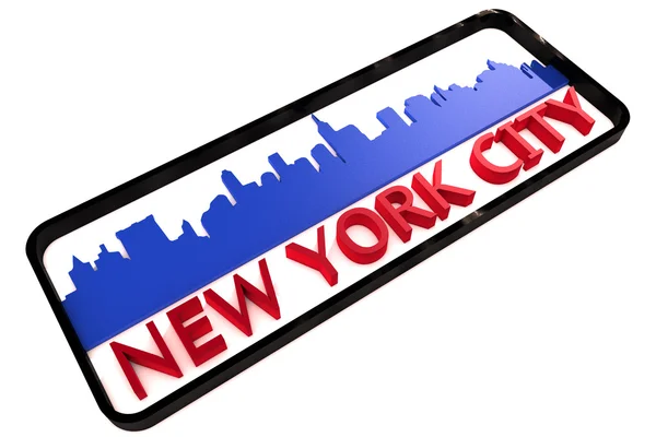 New york city usa logotyp med basfärgerna av sjunka av staden på vita 3d design — Stockfoto