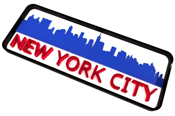 New york city usa logotyp med basfärgerna av sjunka av staden på vita 3d design — Stockfoto