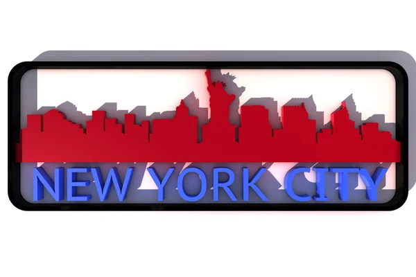 New York City USA logo with the base colors of the flag of the city on white 3D design — Stock Photo, Image