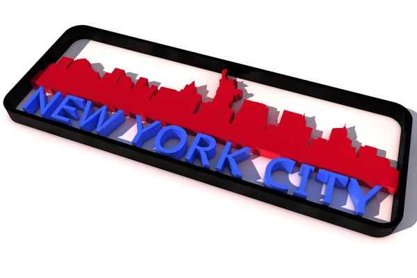 New York City USA logo with the base colors of the flag of the city on white 3D design — Stock Photo, Image