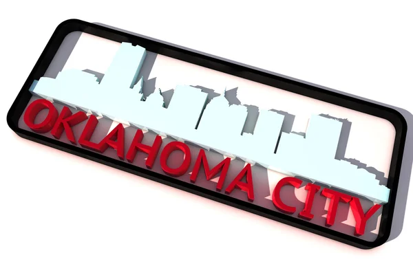 Oklahoma city usa logo s základní barvy vlajky města na bílém 3d design — Stock fotografie