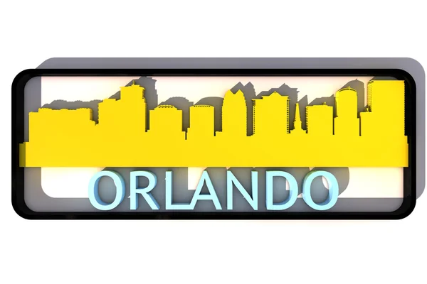 Orlando usa logo s základní barvy vlajky města na bílém 3d design — Stock fotografie