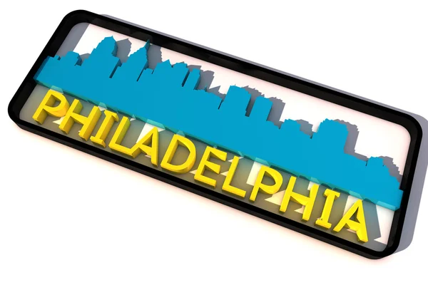 Philadelphia USA logo with the base colors of the flag of the city on white 3D design — Stock Photo, Image