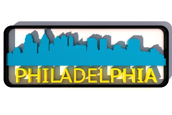 Philadelphia USA logo with the base colors of the flag of the city on white 3D design — Stock Photo, Image