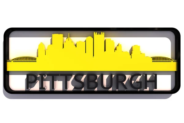 Logotipo de Pittsburgh USA con los colores de base de la bandera de la ciudad en diseño 3D blanco — Foto de Stock