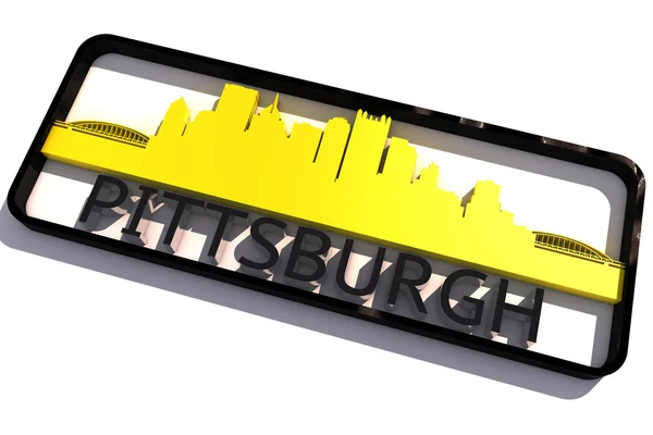 匹兹堡美国标志与基准颜色的旗子的白色的 3d 设计上的城市 — 图库照片