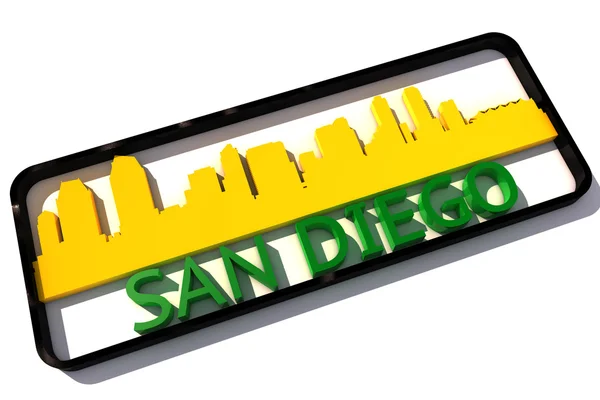 San Diego USA logo with the base colors of the flag of the city on white 3D design — Stock Photo, Image